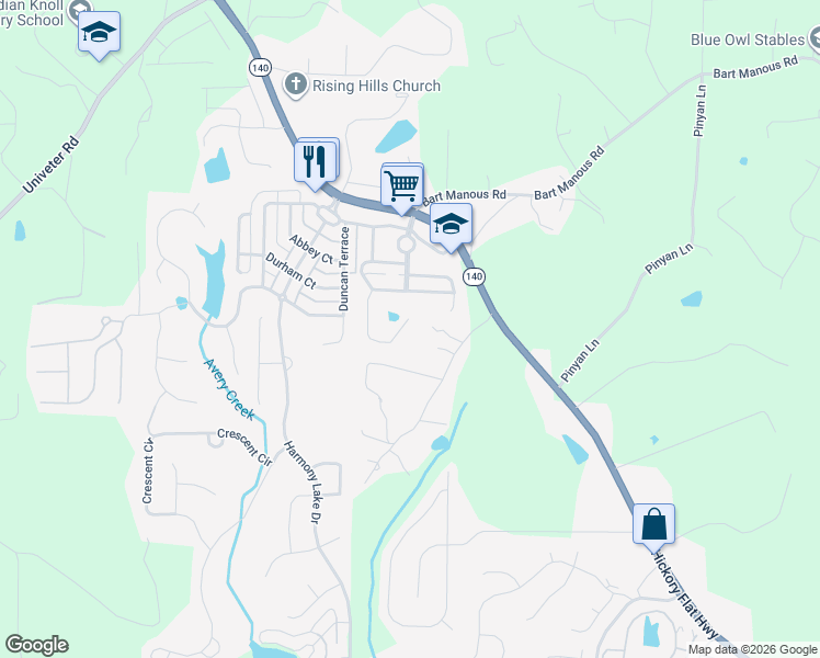 map of restaurants, bars, coffee shops, grocery stores, and more near 652 Royal Crest Court in Canton