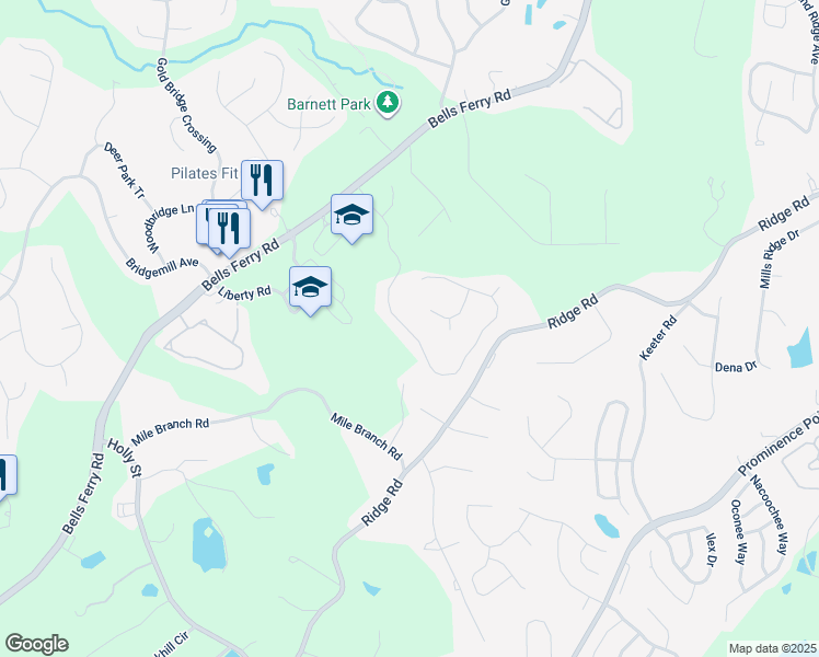 map of restaurants, bars, coffee shops, grocery stores, and more near 1053 Boxwood Lane in Canton