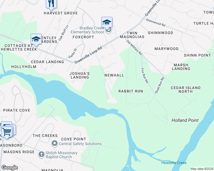 map of restaurants, bars, coffee shops, grocery stores, and more near 6308 Head Road in Wilmington