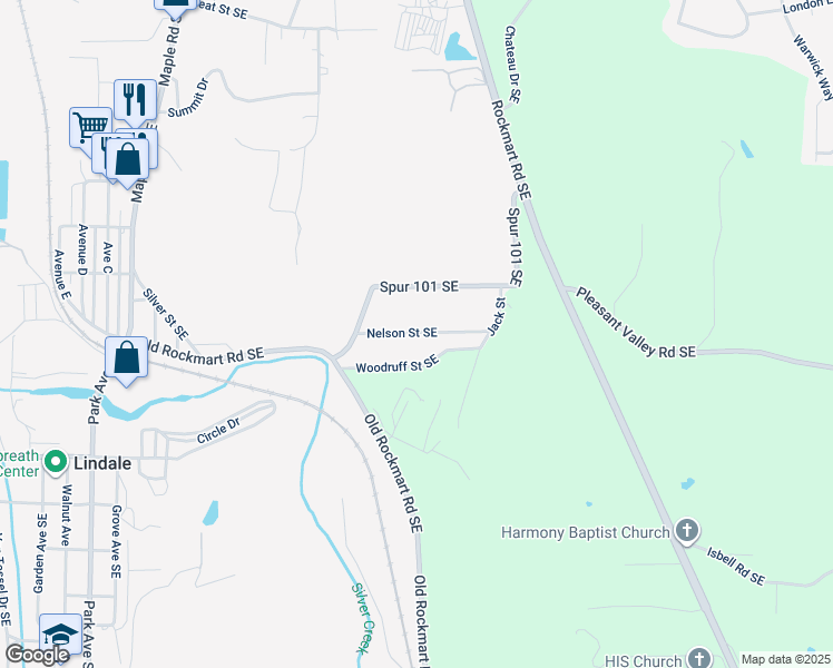 map of restaurants, bars, coffee shops, grocery stores, and more near 85 Nelson Street Southeast in Silver Creek
