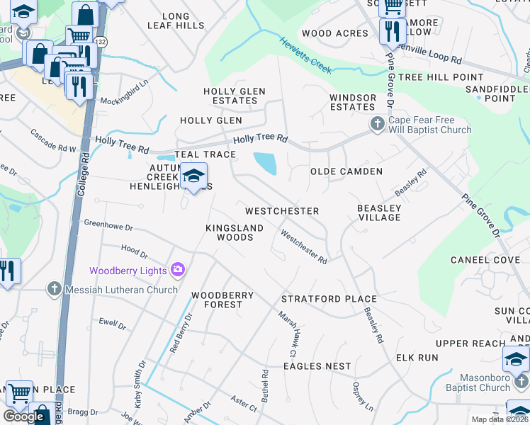map of restaurants, bars, coffee shops, grocery stores, and more near 314 Westchester Road in Wilmington