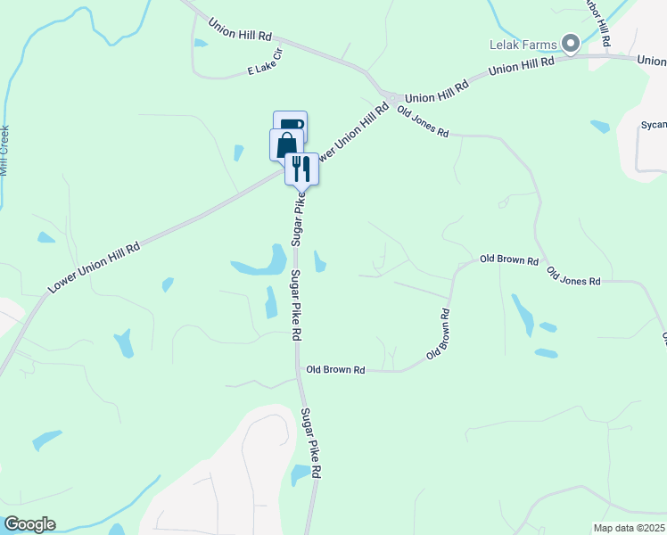 map of restaurants, bars, coffee shops, grocery stores, and more near 4880 Sugar Pike Road in Canton