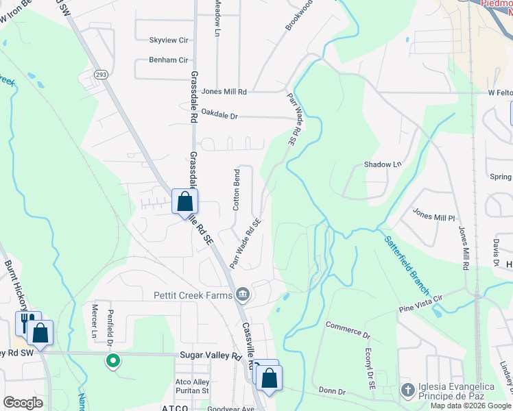 map of restaurants, bars, coffee shops, grocery stores, and more near 9 Cotton Bend in Cartersville