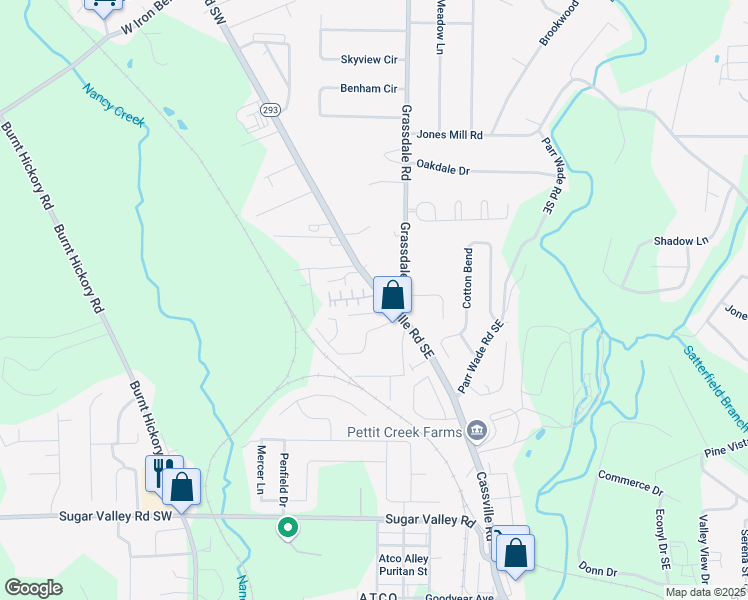 map of restaurants, bars, coffee shops, grocery stores, and more near 506 Cassville Road in Cartersville