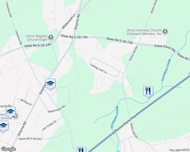 map of restaurants, bars, coffee shops, grocery stores, and more near 58 Choctaw Circle in Elgin