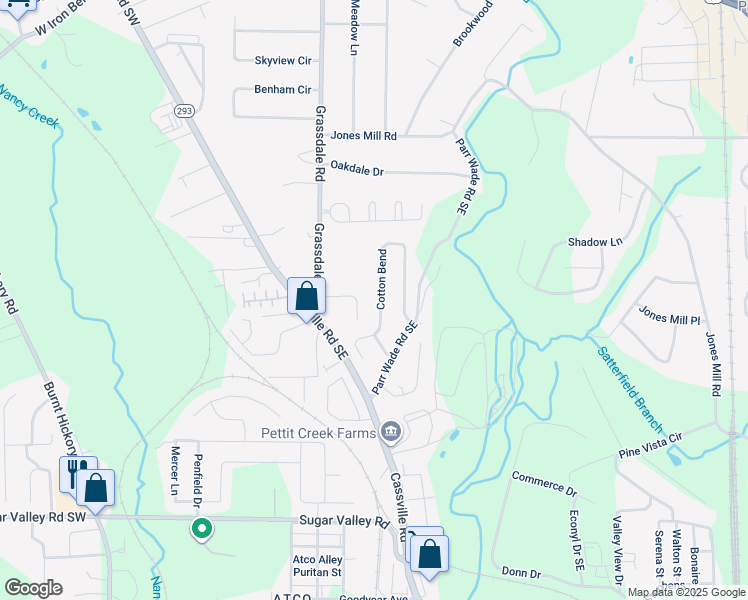 map of restaurants, bars, coffee shops, grocery stores, and more near 61 Cotton Bend in Cartersville