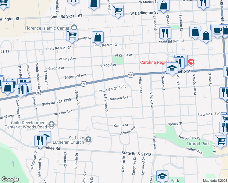map of restaurants, bars, coffee shops, grocery stores, and more near 1008 Madison Ave in Florence