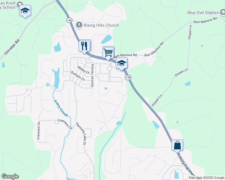 map of restaurants, bars, coffee shops, grocery stores, and more near 656 Royal Crest Ct in Canton