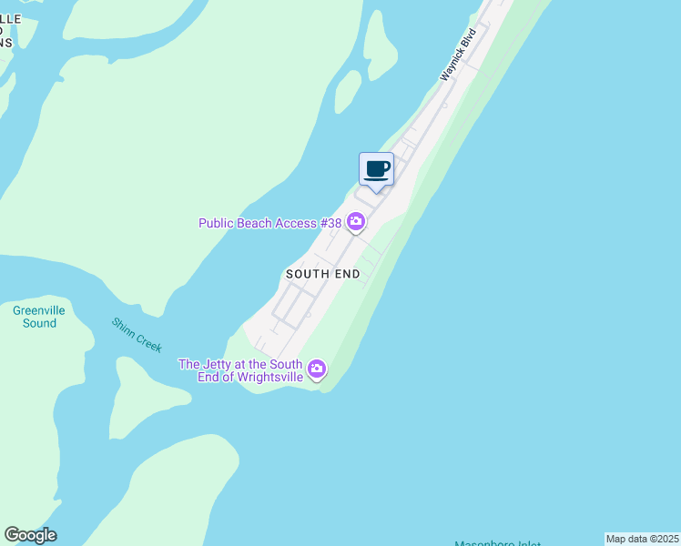 map of restaurants, bars, coffee shops, grocery stores, and more near 801 S Lumina Ave in Wrightsville Beach