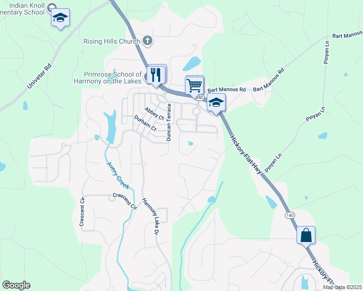 map of restaurants, bars, coffee shops, grocery stores, and more near 613 Royal Crest Court in Canton