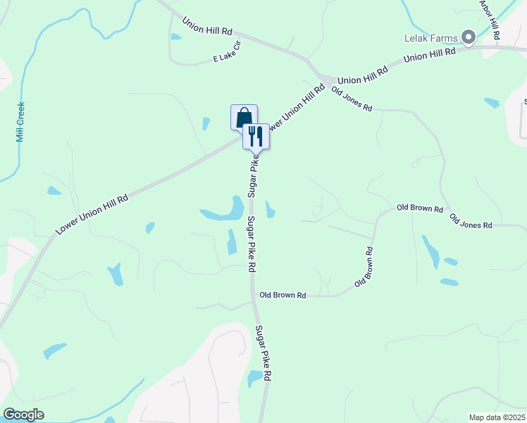 map of restaurants, bars, coffee shops, grocery stores, and more near 4882 Sugar Pike Road in Canton