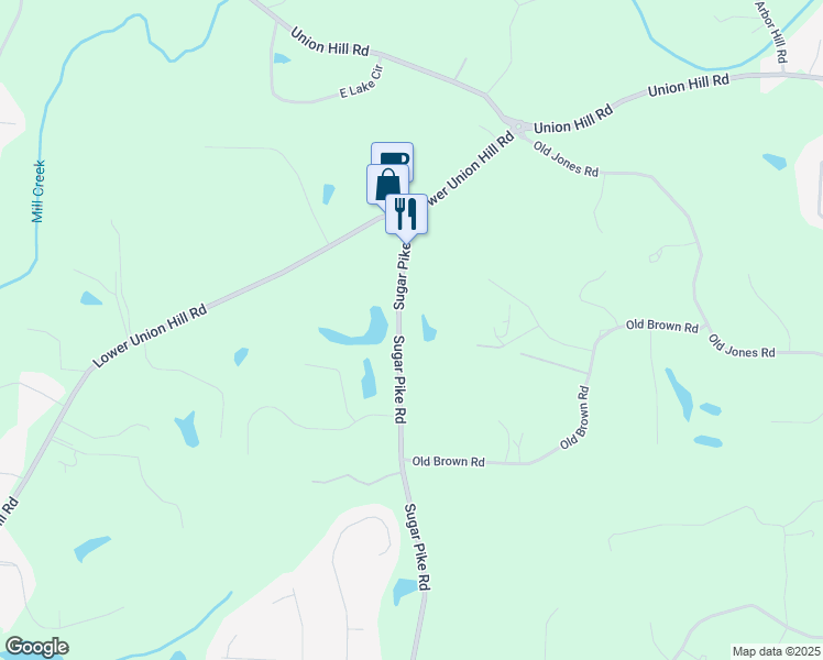 map of restaurants, bars, coffee shops, grocery stores, and more near 4882 Sugar Pike Road in Canton