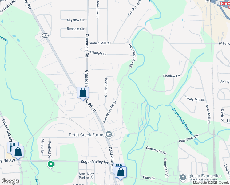 map of restaurants, bars, coffee shops, grocery stores, and more near 9 Cotton Bend in Cartersville