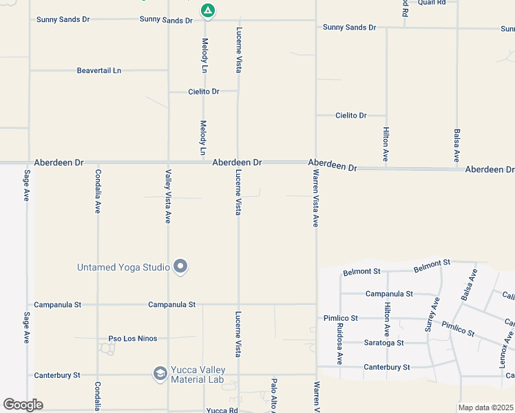 map of restaurants, bars, coffee shops, grocery stores, and more near 3423 Lucerne Vista in Yucca Valley