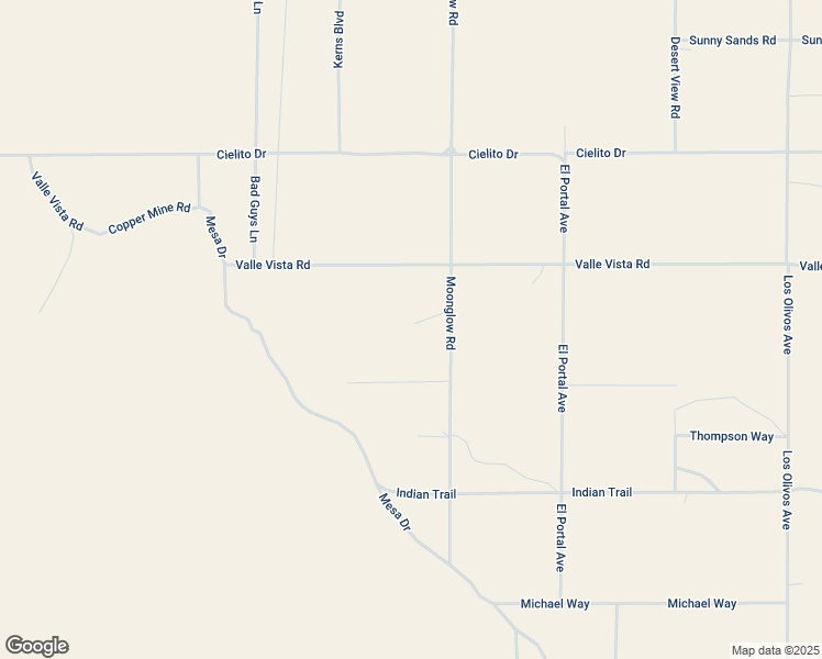map of restaurants, bars, coffee shops, grocery stores, and more near 3450 Moonglow Road in Twentynine Palms