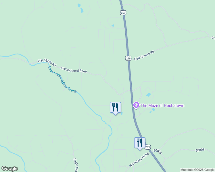 map of restaurants, bars, coffee shops, grocery stores, and more near 200 Lucian Sorrel Road in Broken Bow