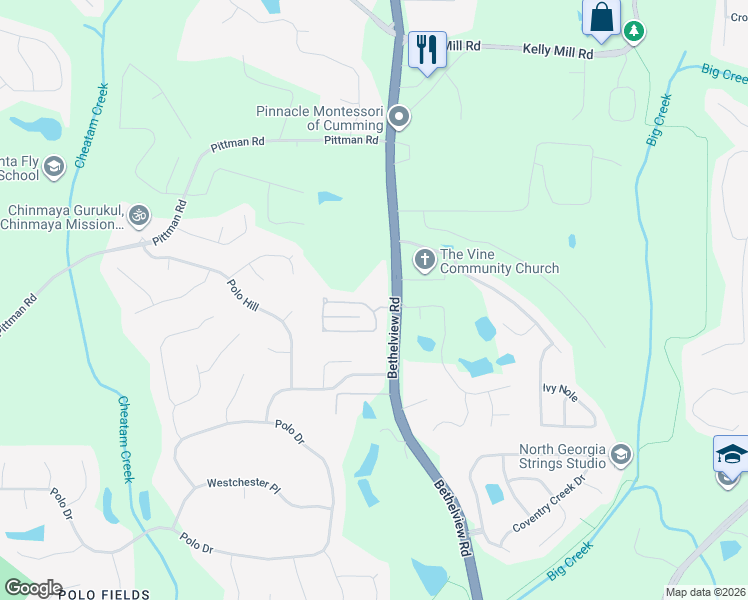 map of restaurants, bars, coffee shops, grocery stores, and more near 4810 Cecilia Square in Cumming