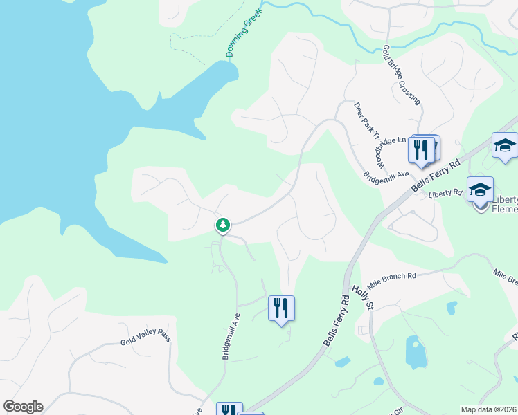 map of restaurants, bars, coffee shops, grocery stores, and more near 1321 Bridgemill Avenue in Canton