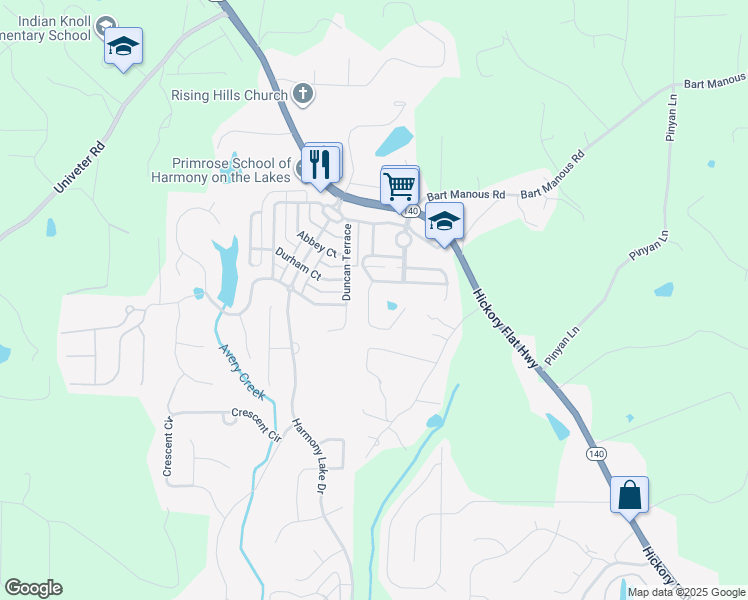 map of restaurants, bars, coffee shops, grocery stores, and more near 613 Royal Crest Court in Canton