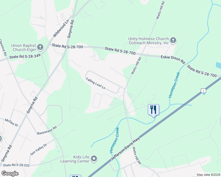 map of restaurants, bars, coffee shops, grocery stores, and more near 130 Falling Leaf Lane in Elgin