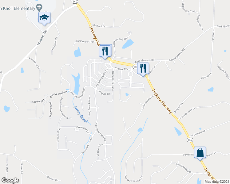 map of restaurants, bars, coffee shops, grocery stores, and more near 947 Duncan Terrace in Canton