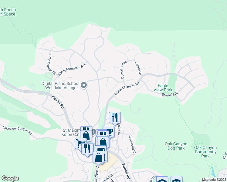 map of restaurants, bars, coffee shops, grocery stores, and more near 1142 Earlham Court in Oak Park