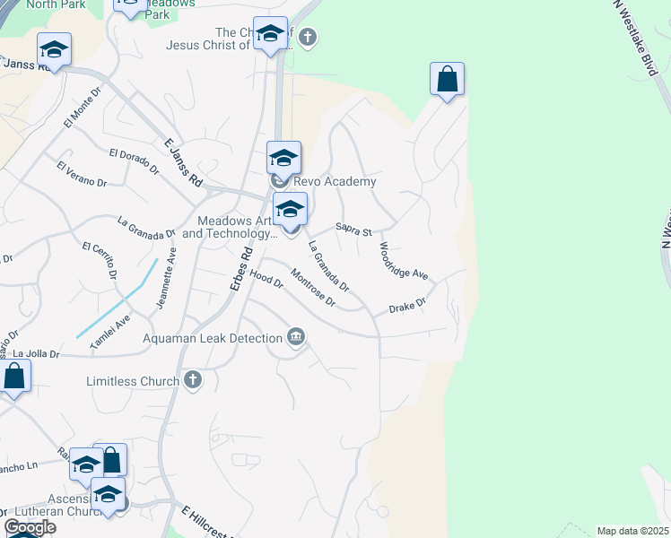 map of restaurants, bars, coffee shops, grocery stores, and more near 2167 La Granada Drive in Thousand Oaks