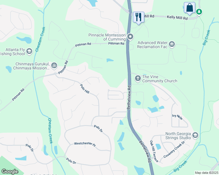 map of restaurants, bars, coffee shops, grocery stores, and more near 4880 Cecilia Square in Cumming