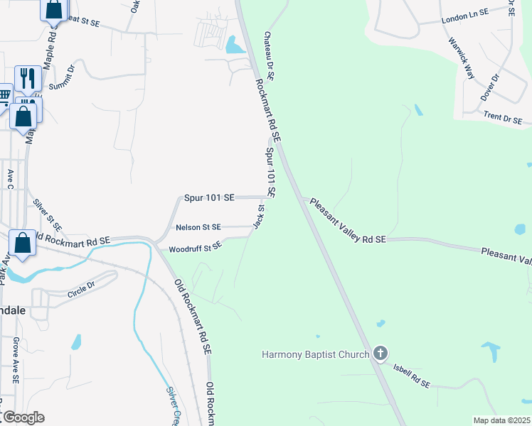 map of restaurants, bars, coffee shops, grocery stores, and more near 27 Jack Street in Silver Creek