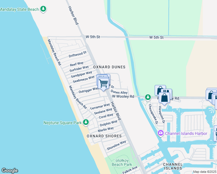 map of restaurants, bars, coffee shops, grocery stores, and more near in Oxnard