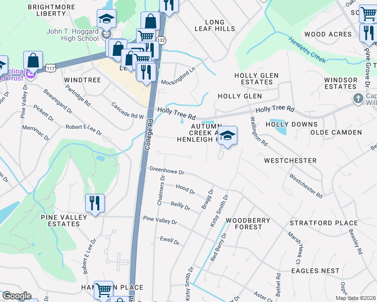 map of restaurants, bars, coffee shops, grocery stores, and more near 998 Rolling Hills Cove in Wilmington