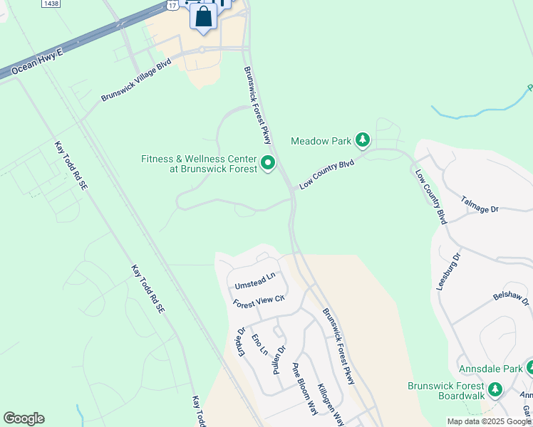 map of restaurants, bars, coffee shops, grocery stores, and more near 1166 Evangeline Drive in Leland