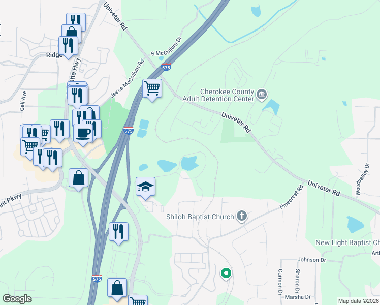 map of restaurants, bars, coffee shops, grocery stores, and more near 229 Univeter Ct in Canton