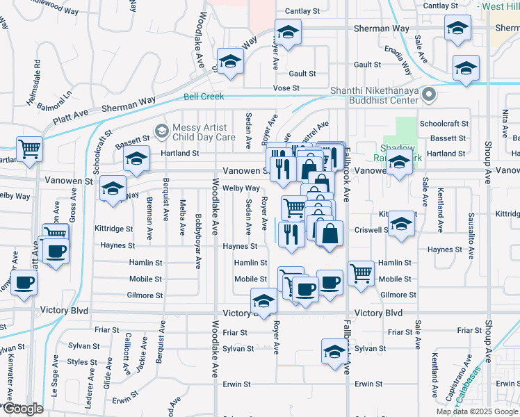 map of restaurants, bars, coffee shops, grocery stores, and more near 6667 Royer Avenue in Los Angeles