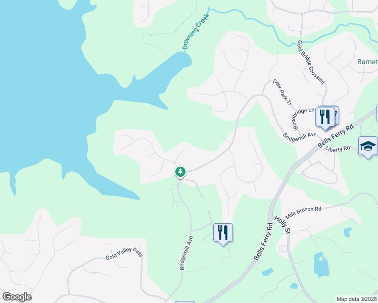 map of restaurants, bars, coffee shops, grocery stores, and more near 106 Gold Leaf Court in Canton