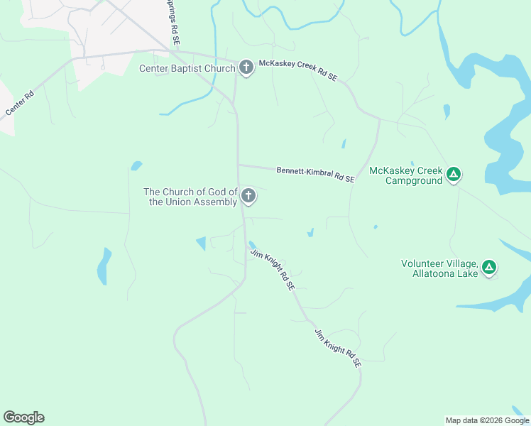 map of restaurants, bars, coffee shops, grocery stores, and more near 40 Luther Knight Road Southeast in Cartersville