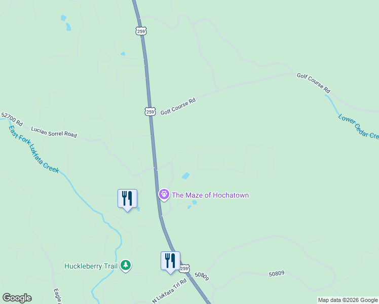 map of restaurants, bars, coffee shops, grocery stores, and more near Choate Road in Broken Bow