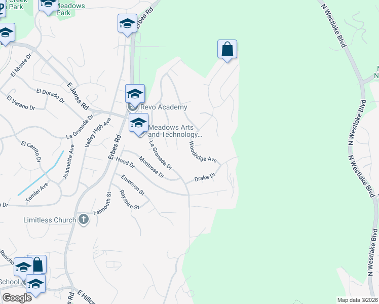 map of restaurants, bars, coffee shops, grocery stores, and more near 1159 Woodridge Avenue in Thousand Oaks