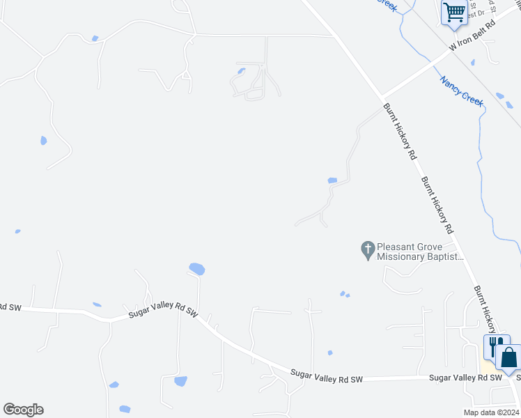 map of restaurants, bars, coffee shops, grocery stores, and more near 512 Burnt Hickory Road Southwest in Cartersville