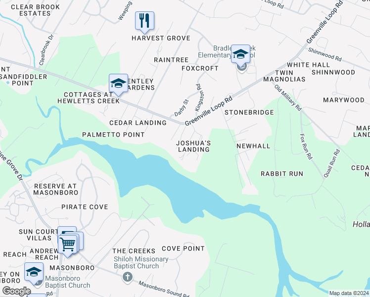 map of restaurants, bars, coffee shops, grocery stores, and more near 6030 Leeward Lane in Wilmington