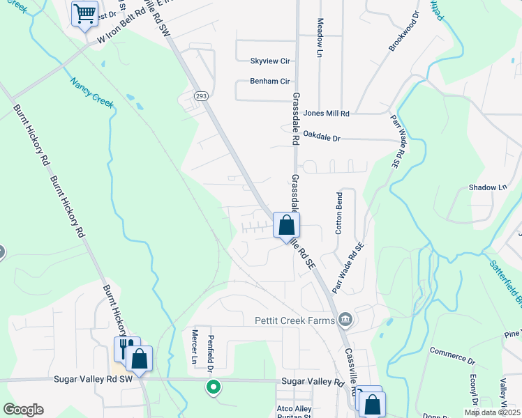 map of restaurants, bars, coffee shops, grocery stores, and more near 519 Cassville Road Southeast in Cartersville