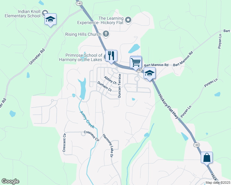 map of restaurants, bars, coffee shops, grocery stores, and more near 826 Durham Court in Canton