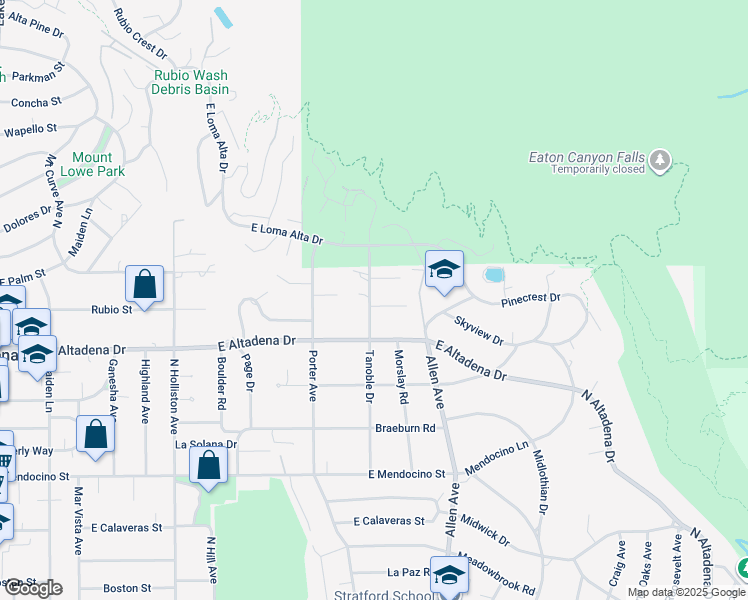 map of restaurants, bars, coffee shops, grocery stores, and more near in Altadena