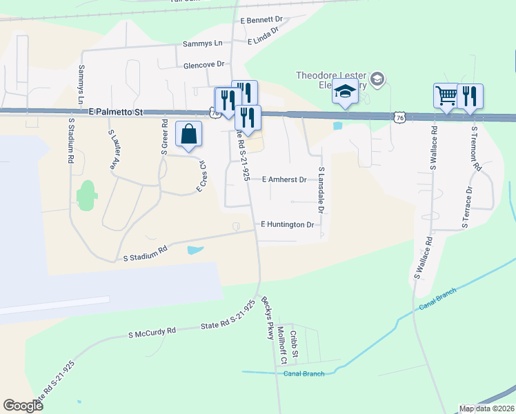 map of restaurants, bars, coffee shops, grocery stores, and more near 229 Penshurst Drive in Florence