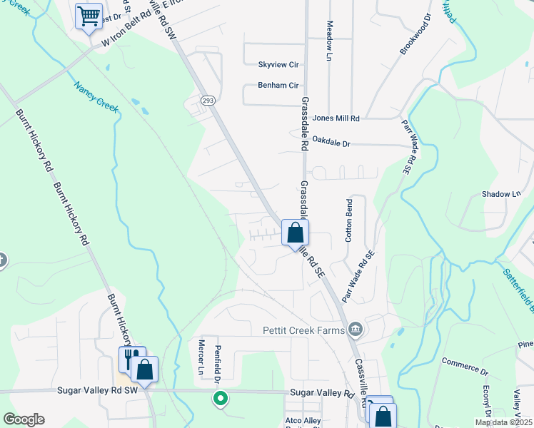 map of restaurants, bars, coffee shops, grocery stores, and more near 519 Cassville Road Southeast in Cartersville