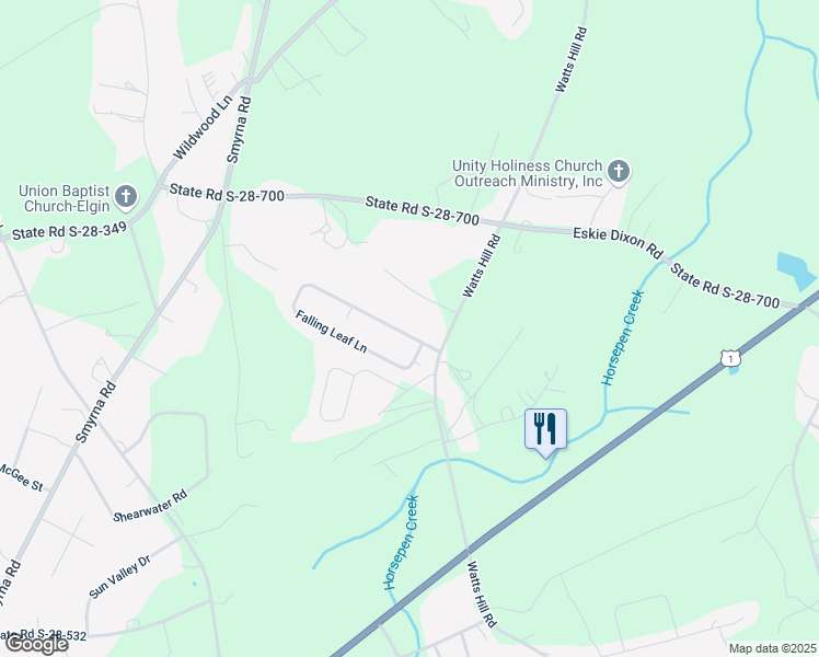 map of restaurants, bars, coffee shops, grocery stores, and more near 16 Falling Leaf Lane in Elgin