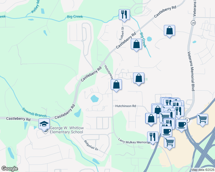map of restaurants, bars, coffee shops, grocery stores, and more near 3735 Magnolia Walk Trail in Cumming