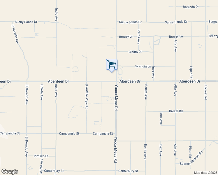 map of restaurants, bars, coffee shops, grocery stores, and more near 3342 Yucca Mesa Road in Yucca Valley