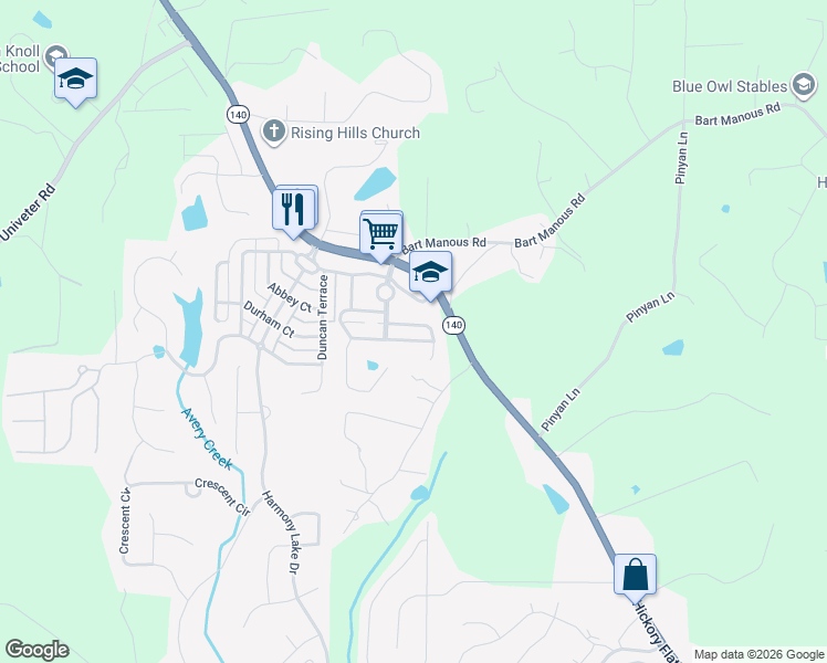 map of restaurants, bars, coffee shops, grocery stores, and more near 249 Royal Crescent Terrace in Canton