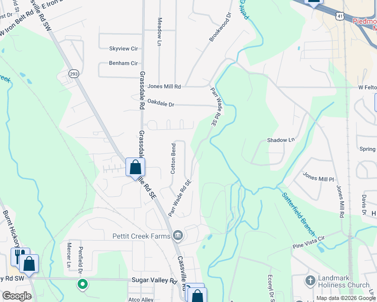 map of restaurants, bars, coffee shops, grocery stores, and more near 23 Cotton Bend in Cartersville